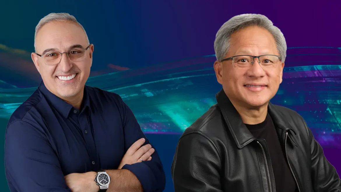 Antonio Neri welcomes NVIDIA Founder and CEO Jensen Huang for the keynote at Sphere